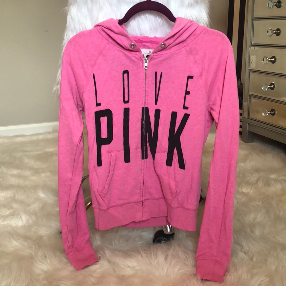 Hot pink VS Pink brand zip up hoodie